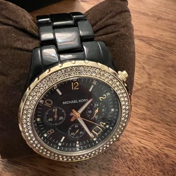 Michael Kors Black Acrylic Chronograph Watch Michael Kors $195 Watch 8128 Acrylic Chronograph Quartz  main image 4